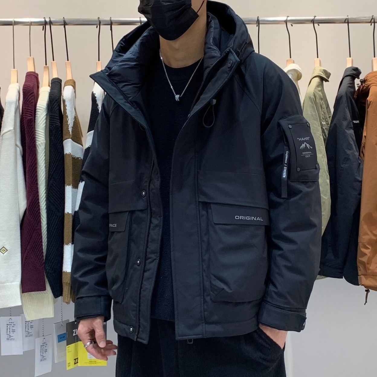 黑-#166#【Y】冬季情侣百搭保暖宽松外套