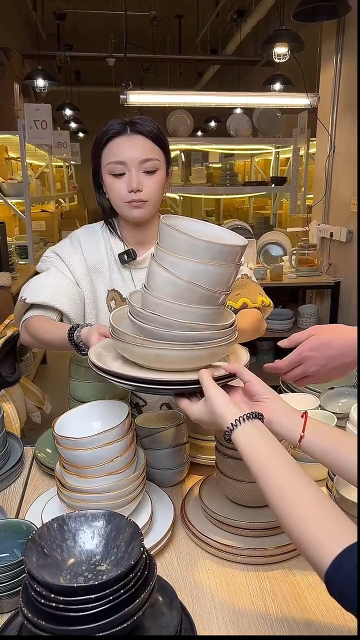 瓷140（十件套）外贸尾货窑变釉下彩默外微瑕