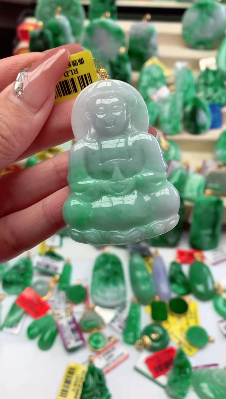 【闪购商品】翡翠吊坠(不含链)18K金镶嵌挂件