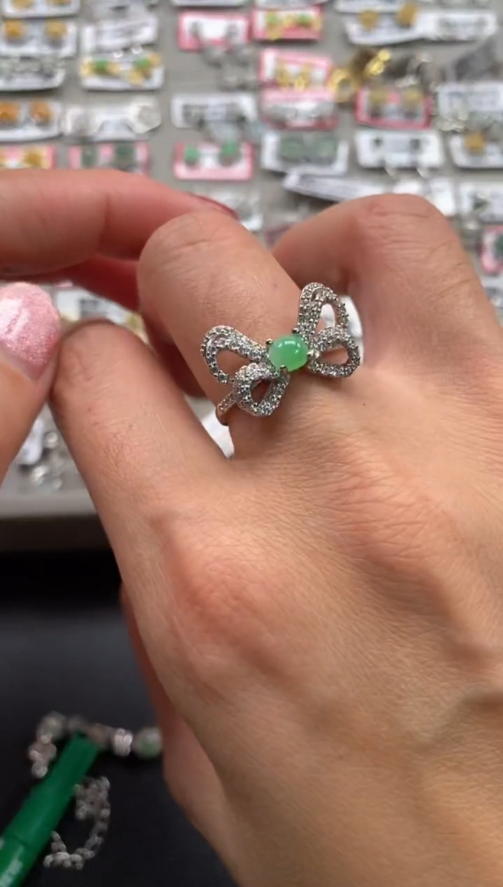 【闪购商品】翡翠戒指银S925镶嵌111111111     7