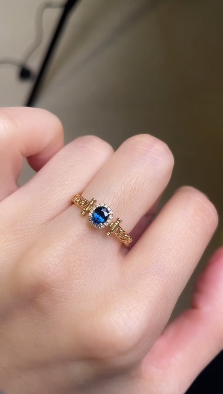 【闪购商品】蓝宝石戒指18K金镶嵌主石：0.44ct