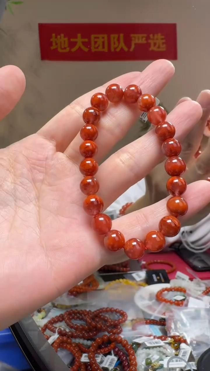 未镶嵌手串南红玛瑙南红玛瑙火焰纹圆珠单圈手串
