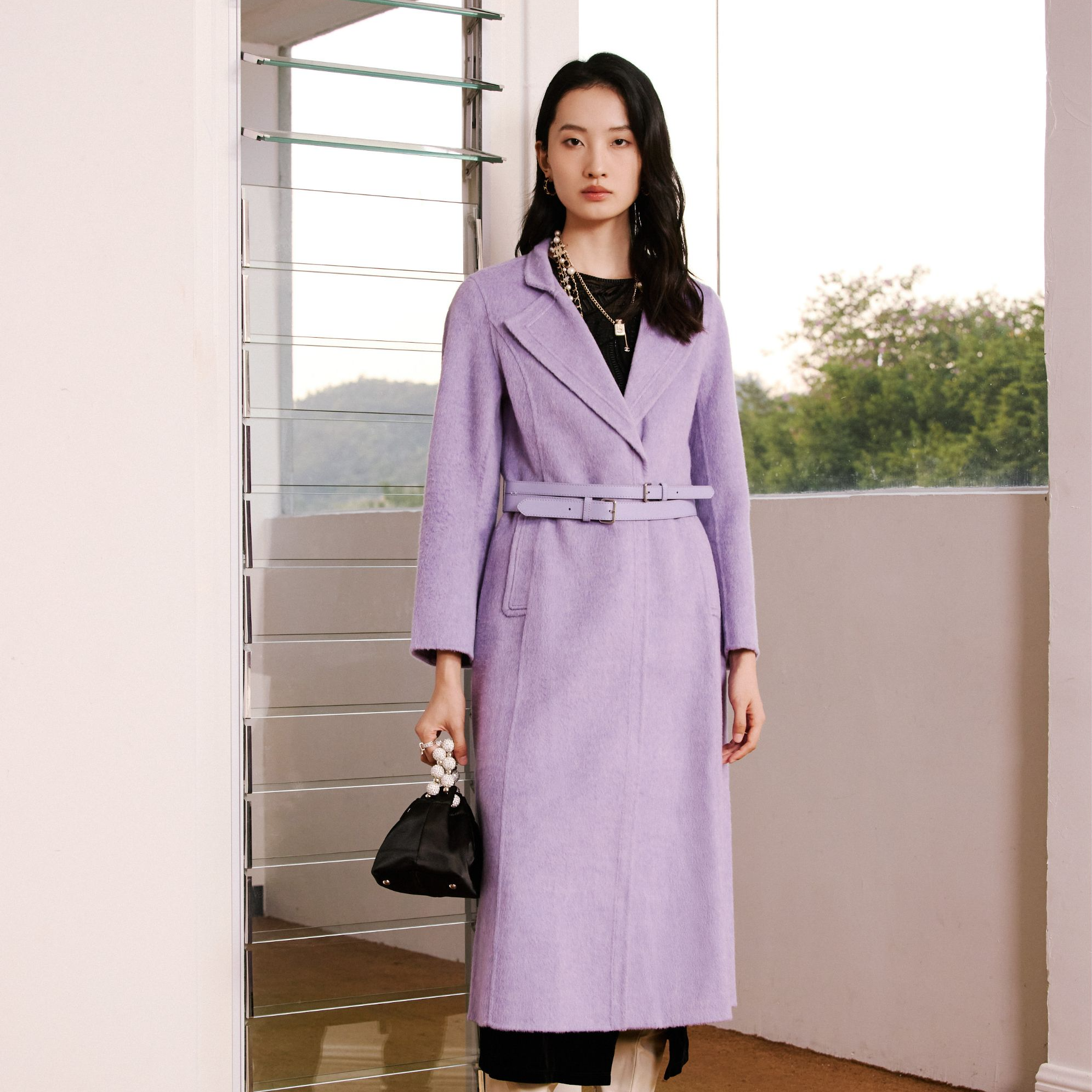 【尚雅严选】她翼冬季毛呢料外套女士中长款时尚ET8245354132