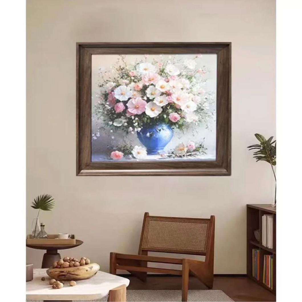 【喜宅家艺】Y04奶油花卉肌理装饰画卧室背景墙餐厅装饰画