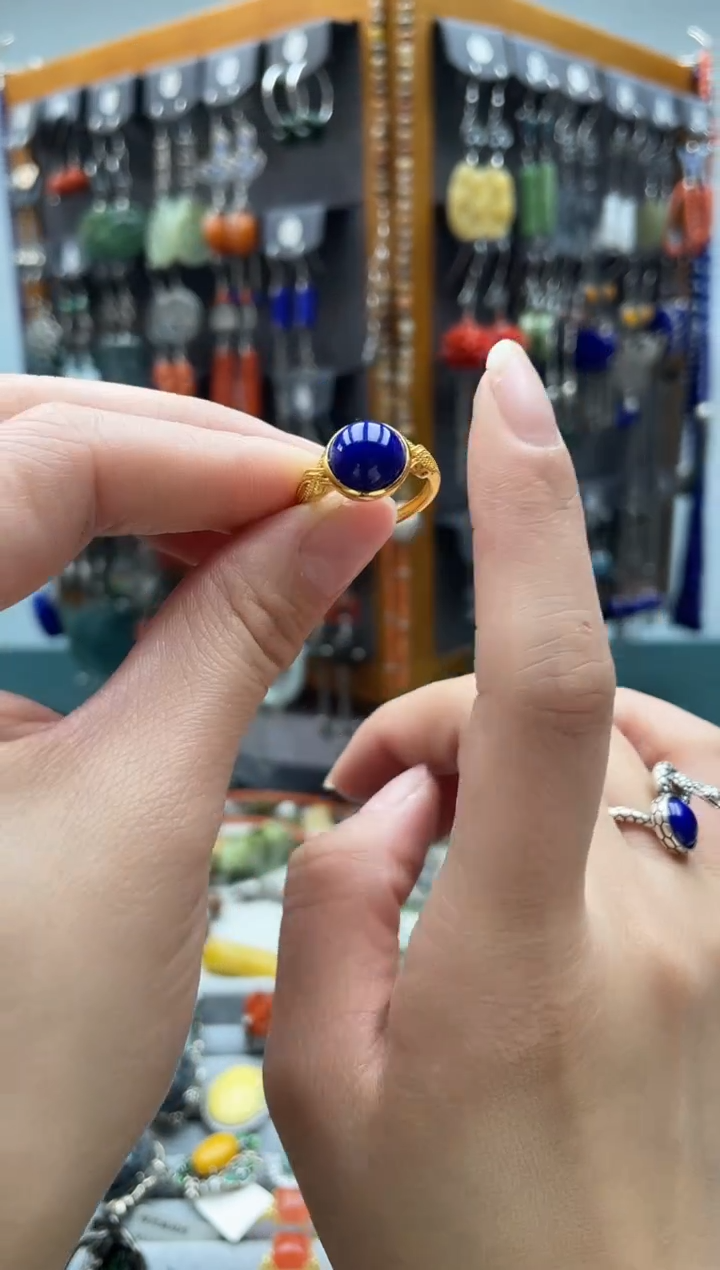 【闪购商品】青金石戒指银S925镶嵌饰品