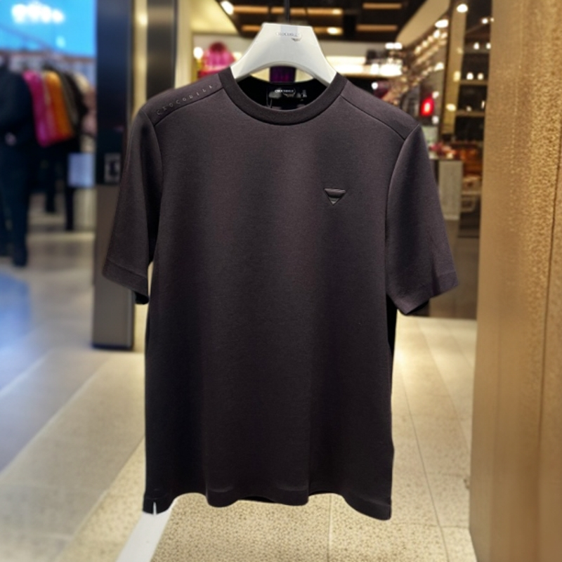 鳄鱼恤含山羊绒圆领T恤衫