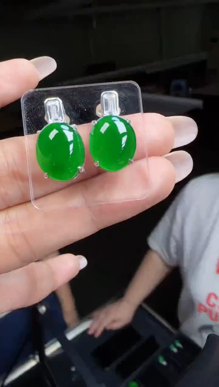 定制翡翠未镶嵌翡翠耳环70