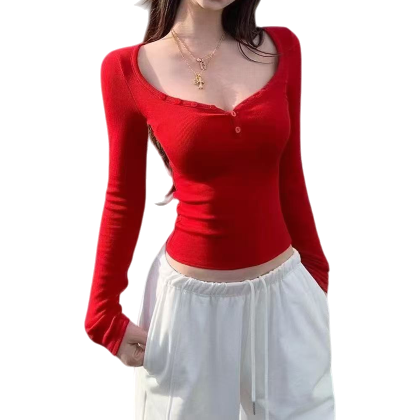 午餐肉家长袖T恤修身显瘦磨毛内搭上衣打底衫8888