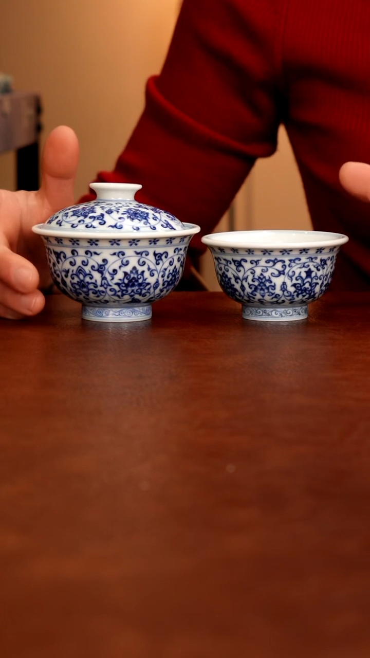 摆件陶景德镇瓷器，青花瓷手绘茶具~