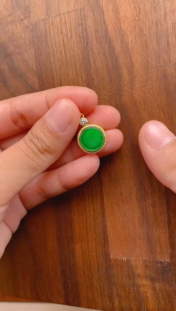 【闪购商品】翡翠吊坠(不含链)银S925镶嵌无事牌