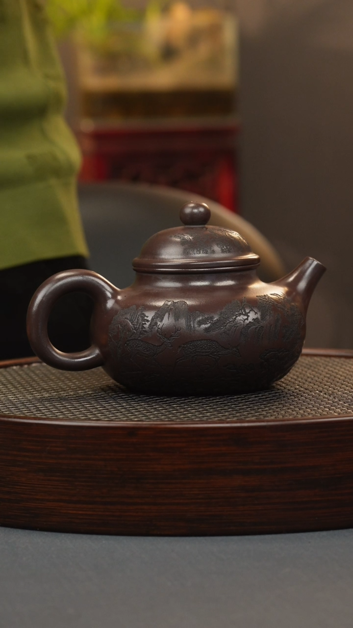 【闪购商品】紫砂茶壶紫袍玉砂 容天 山水