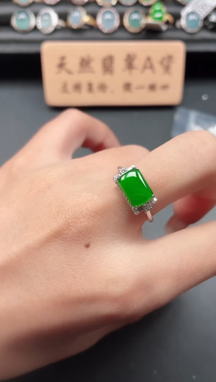 银S925镶嵌戒指翡翠11