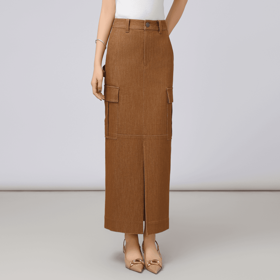 AMASS/阿玛施 新款时尚工装裙户外开衩直筒牛仔高腰半身裙5200421