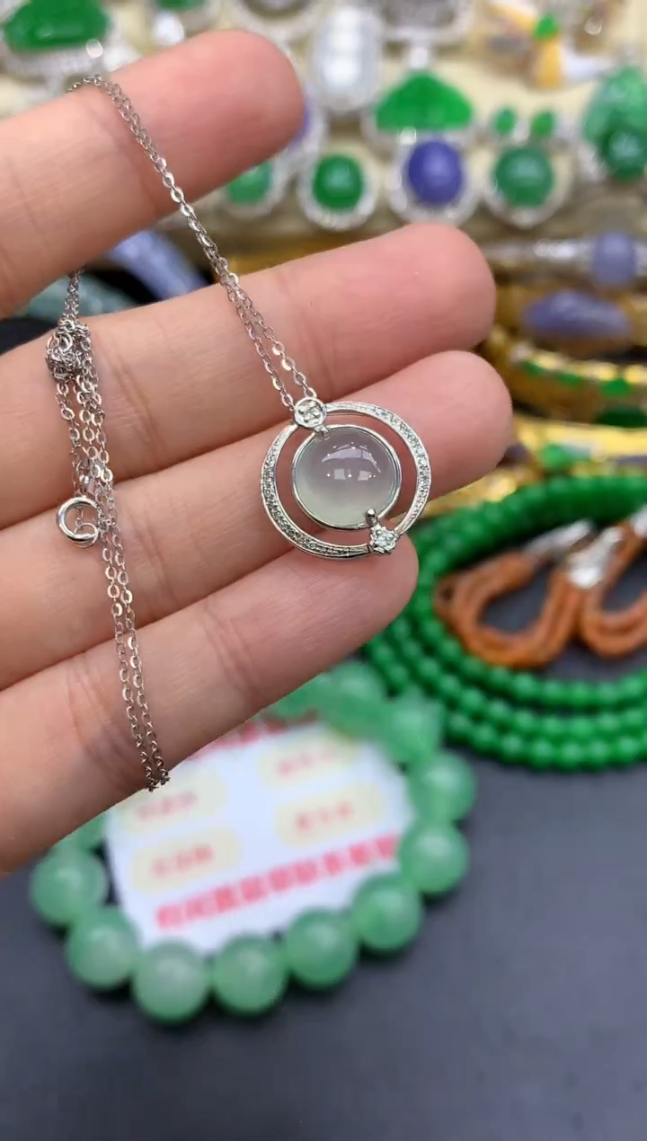 颈饰18K金镶嵌翡翠286-中国好珍宝