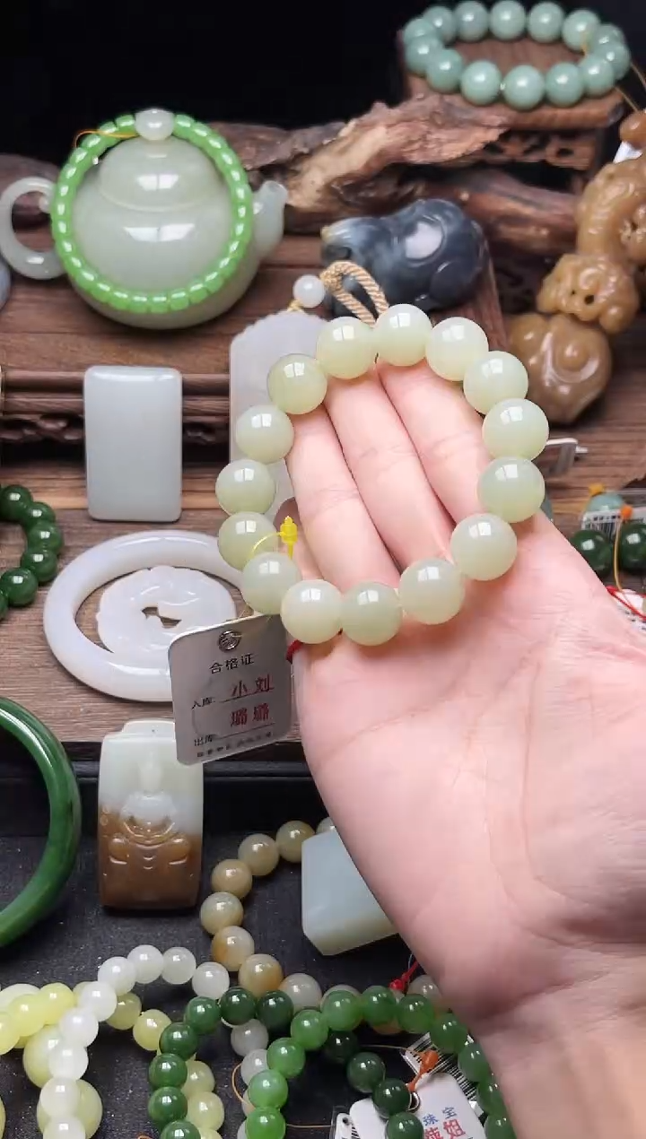未镶嵌手串和田玉卡14且末迪克兰 圆珠9001379