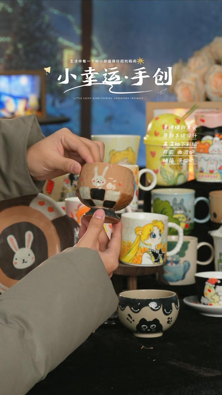 【闪购商品】小幸运纯手工手绘陶瓷