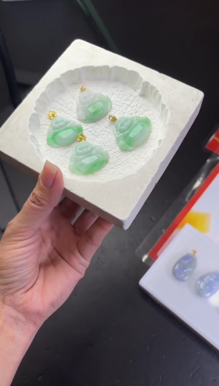 【闪购商品】翡翠挂件18K金镶嵌多样性发一件佛公XJGJ54绿佛公