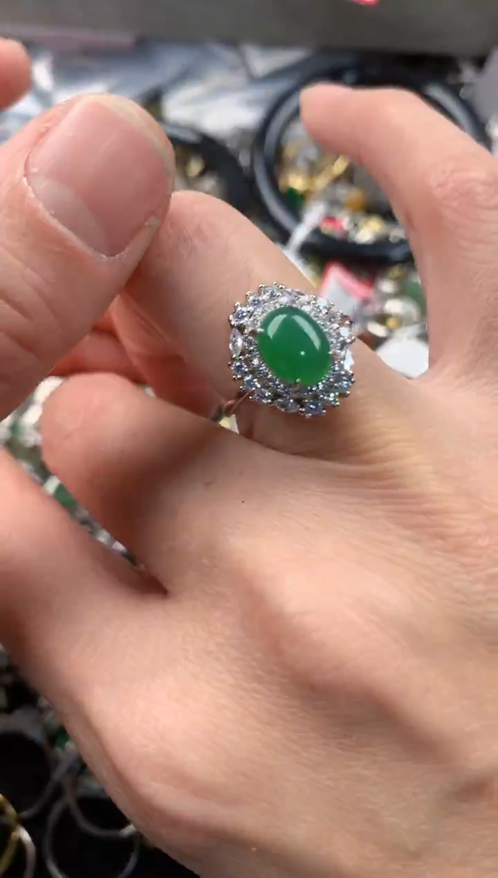 银S925镶嵌戒指翡翠555     6