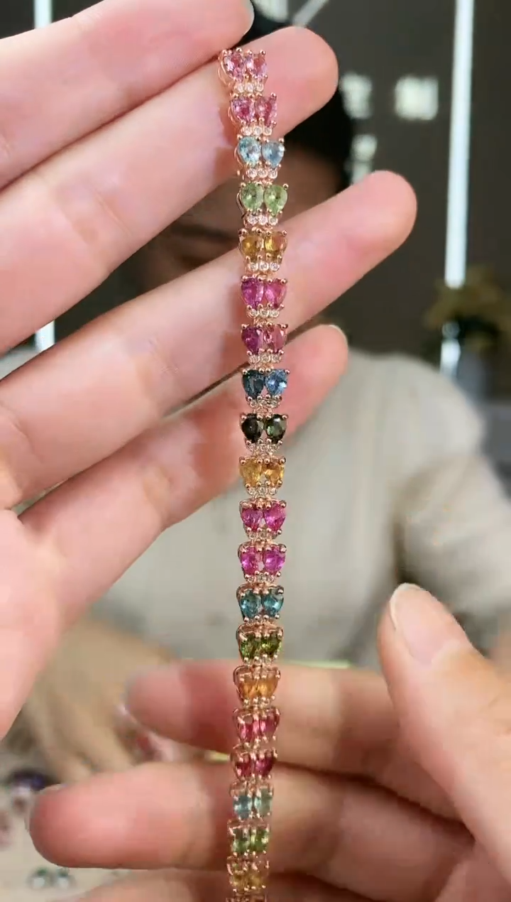 【闪购商品】碧玺手链银S925镶嵌手链