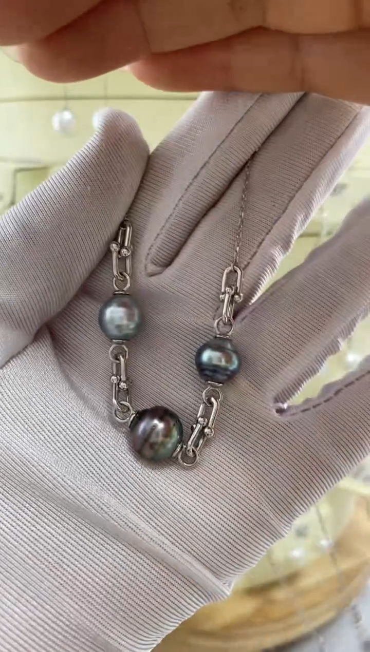 【闪购商品】海水珍珠套链银S925镶嵌大溪地