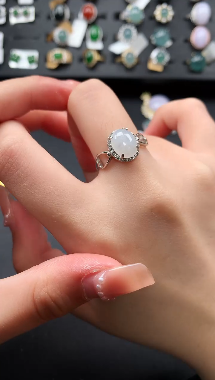 【闪购商品】翡翠戒指银S925镶嵌52114