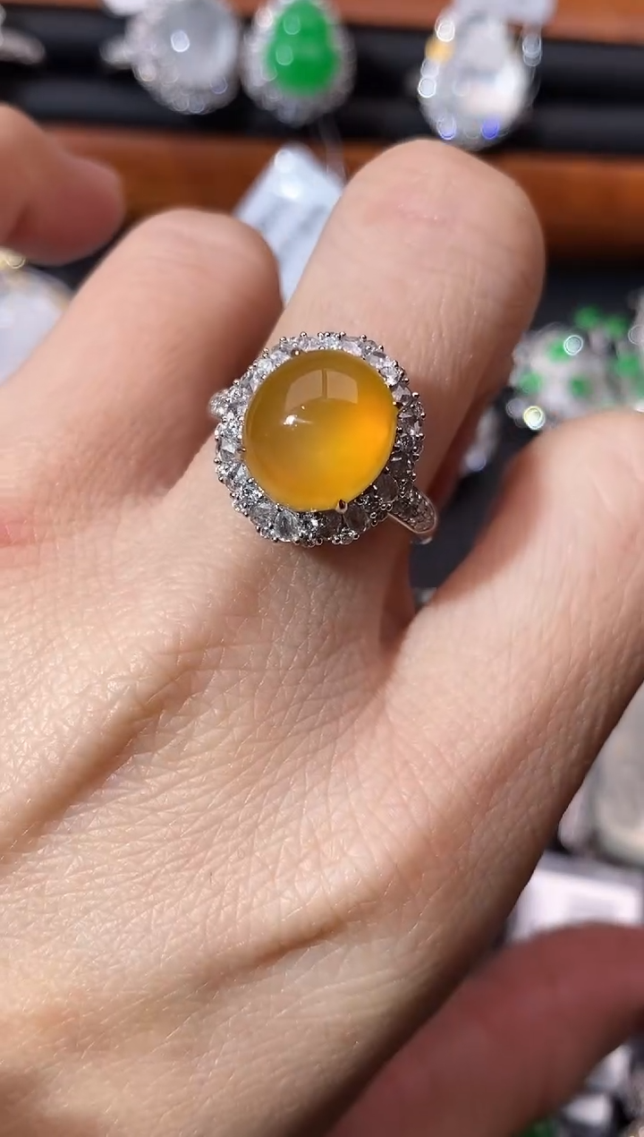 【闪购商品】翡翠戒指18K金镶嵌戒指