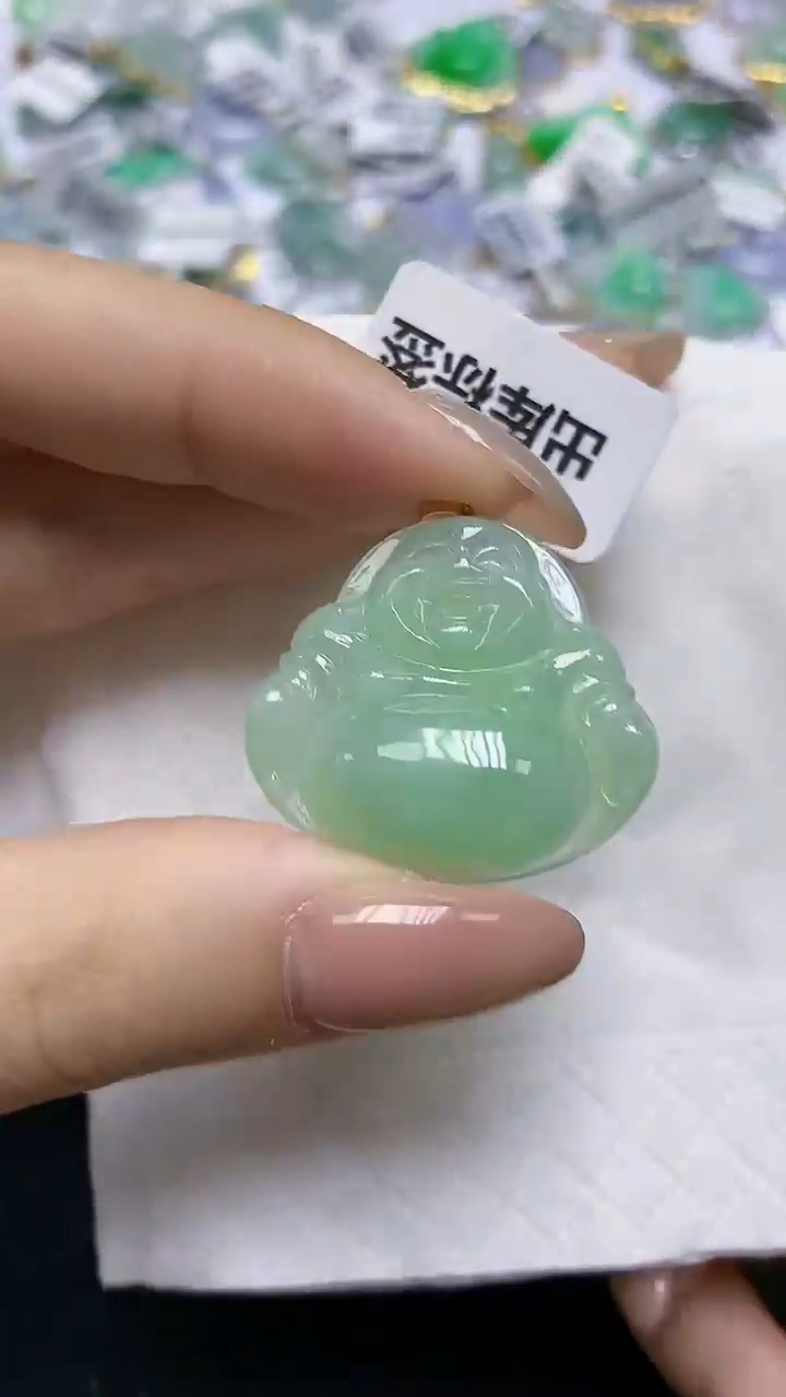 翡翠18K金镶嵌颈饰天然缅甸A货翡翠