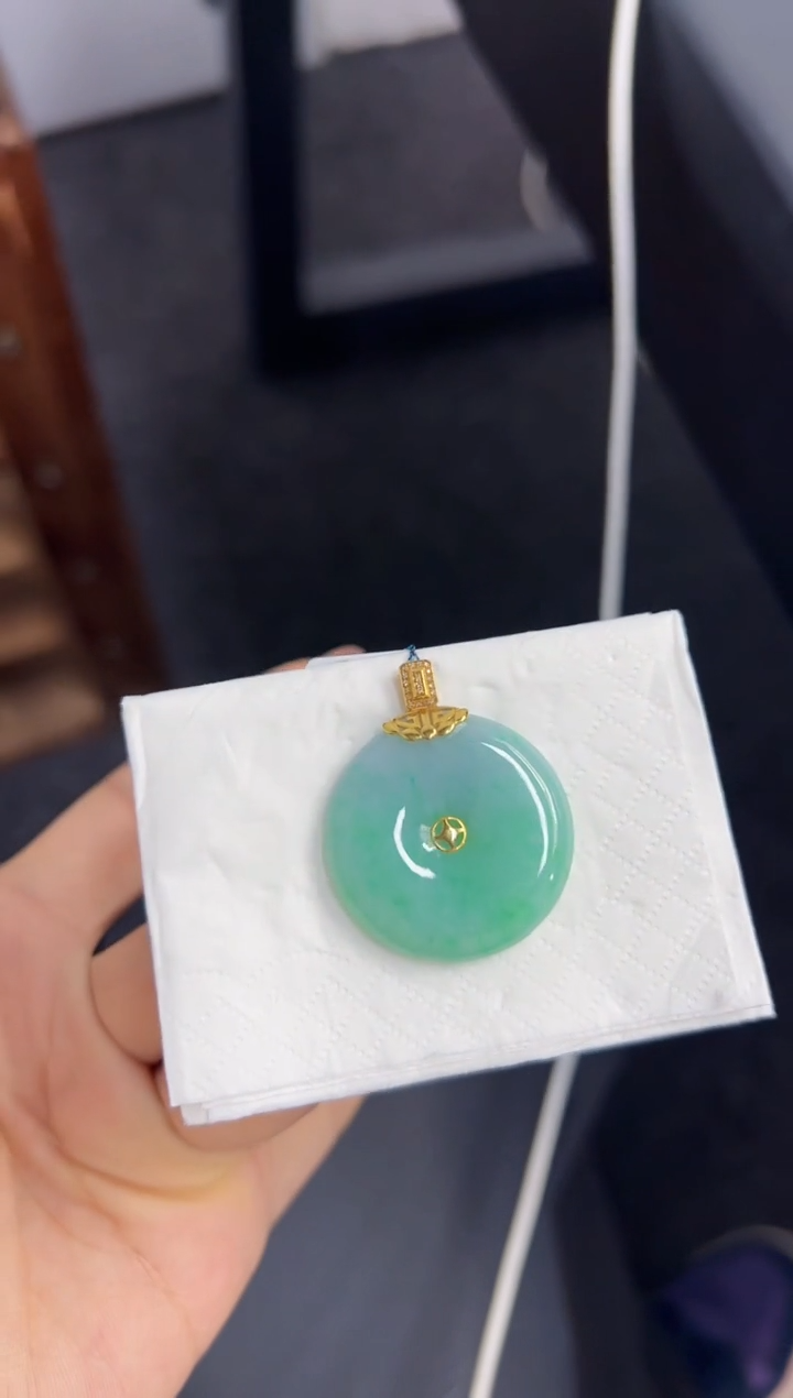 【闪购商品】翡翠颈饰18K金镶嵌Q缅料A货翡翠/支持复检/一件