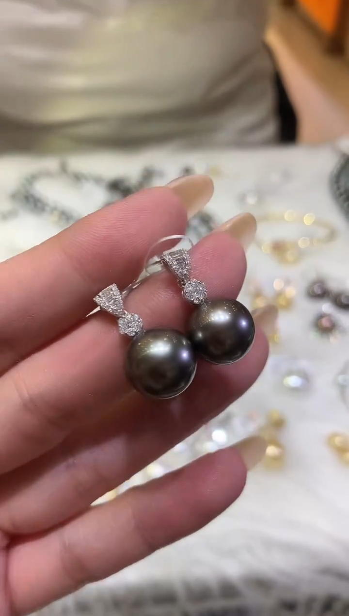 18K金镶嵌耳饰海水珍珠A345|7500