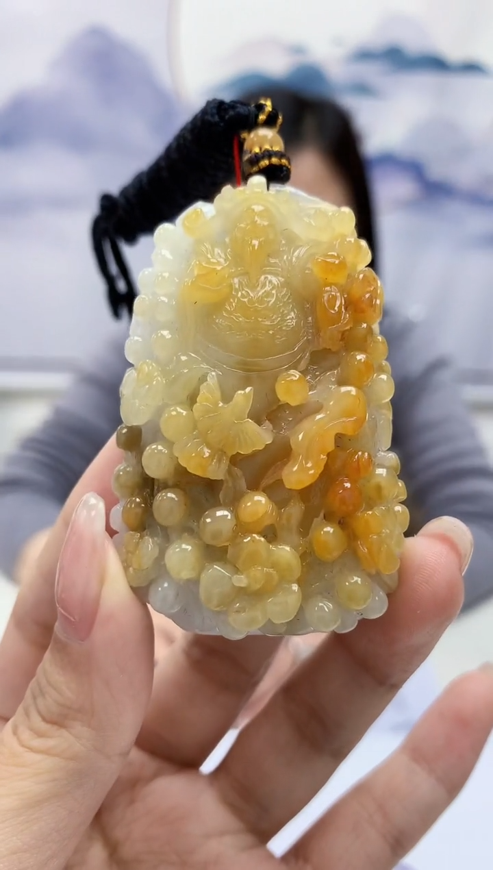 【闪购商品】定制翡翠未镶嵌4852kk-毛货挂件财神56