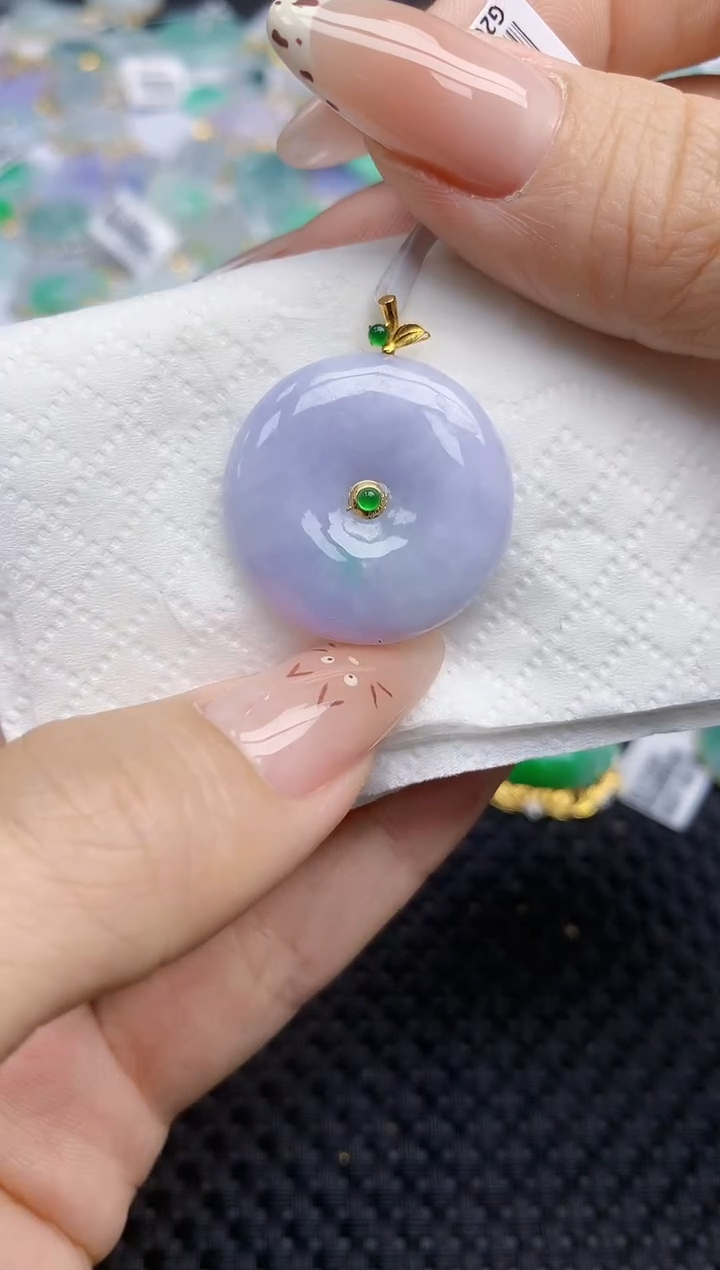 翡翠18K金镶嵌颈饰283   天然翡翠A货