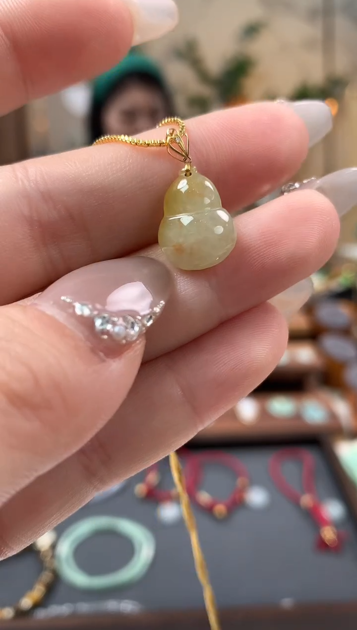 【闪购商品】翡翠吊坠(不含链)18K金镶嵌葫芦