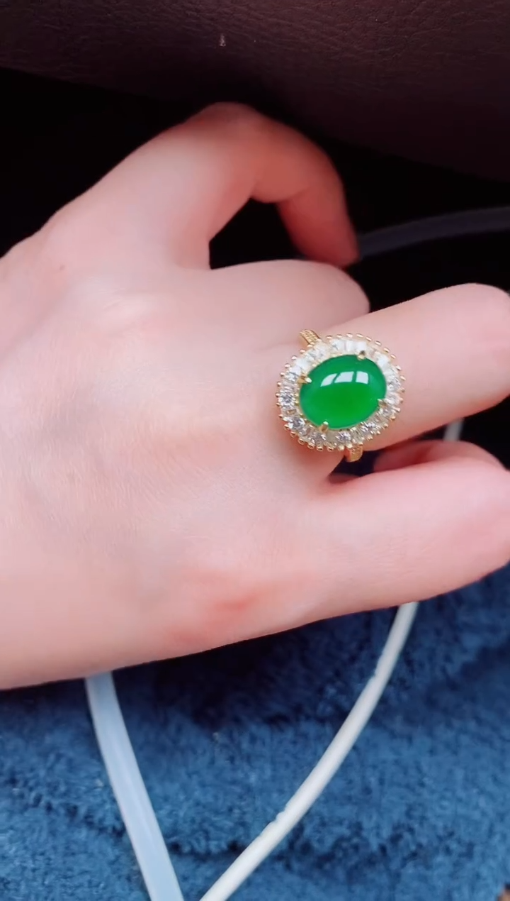 【闪购商品】翡翠戒指银S925镶嵌天然a货翡翠284