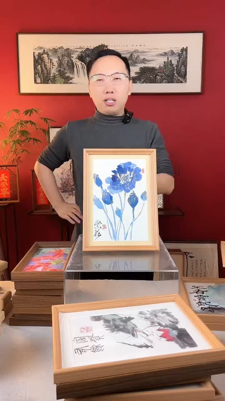 【闪购商品】国画鸢尾花A4纯手绘国画摆台