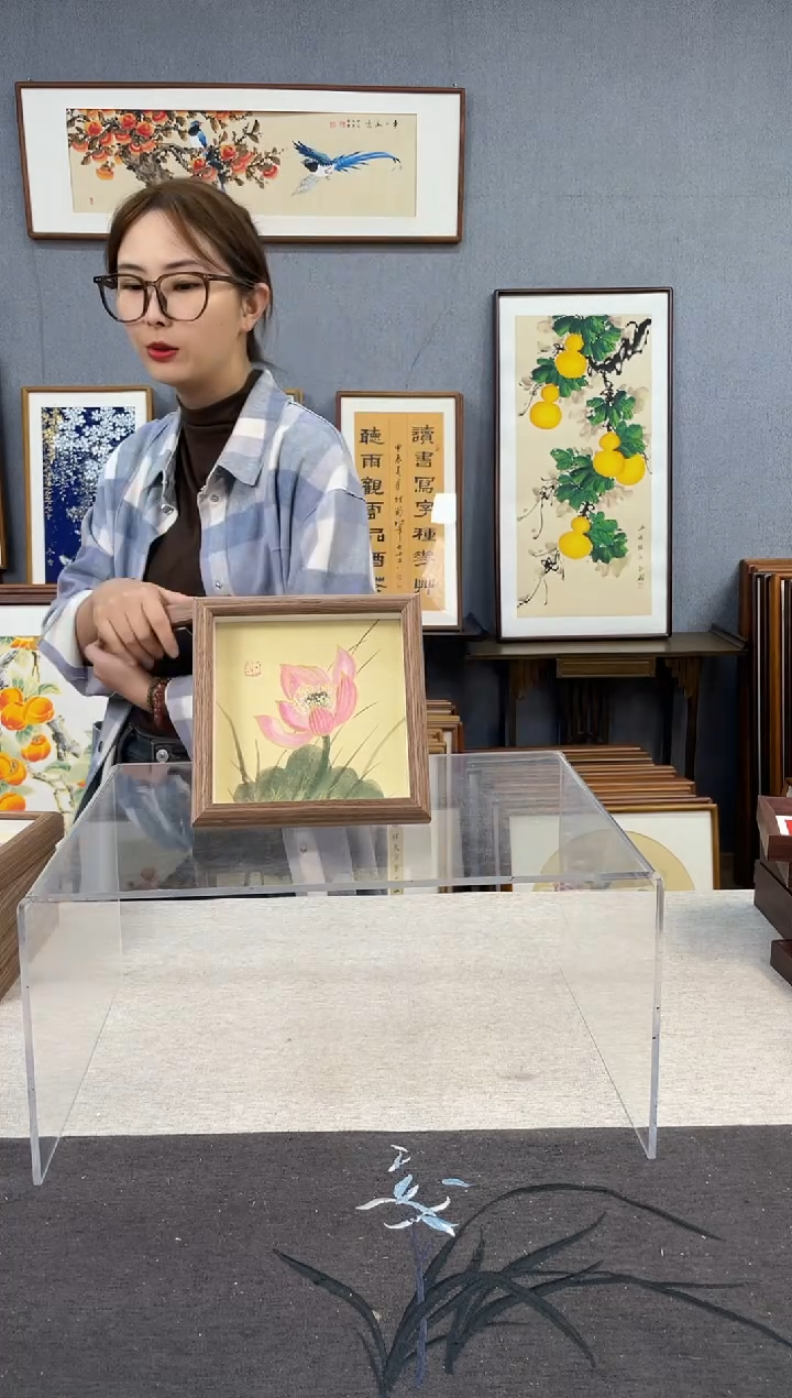 【闪购商品】国画纯手写带框作品-15*15 荷花