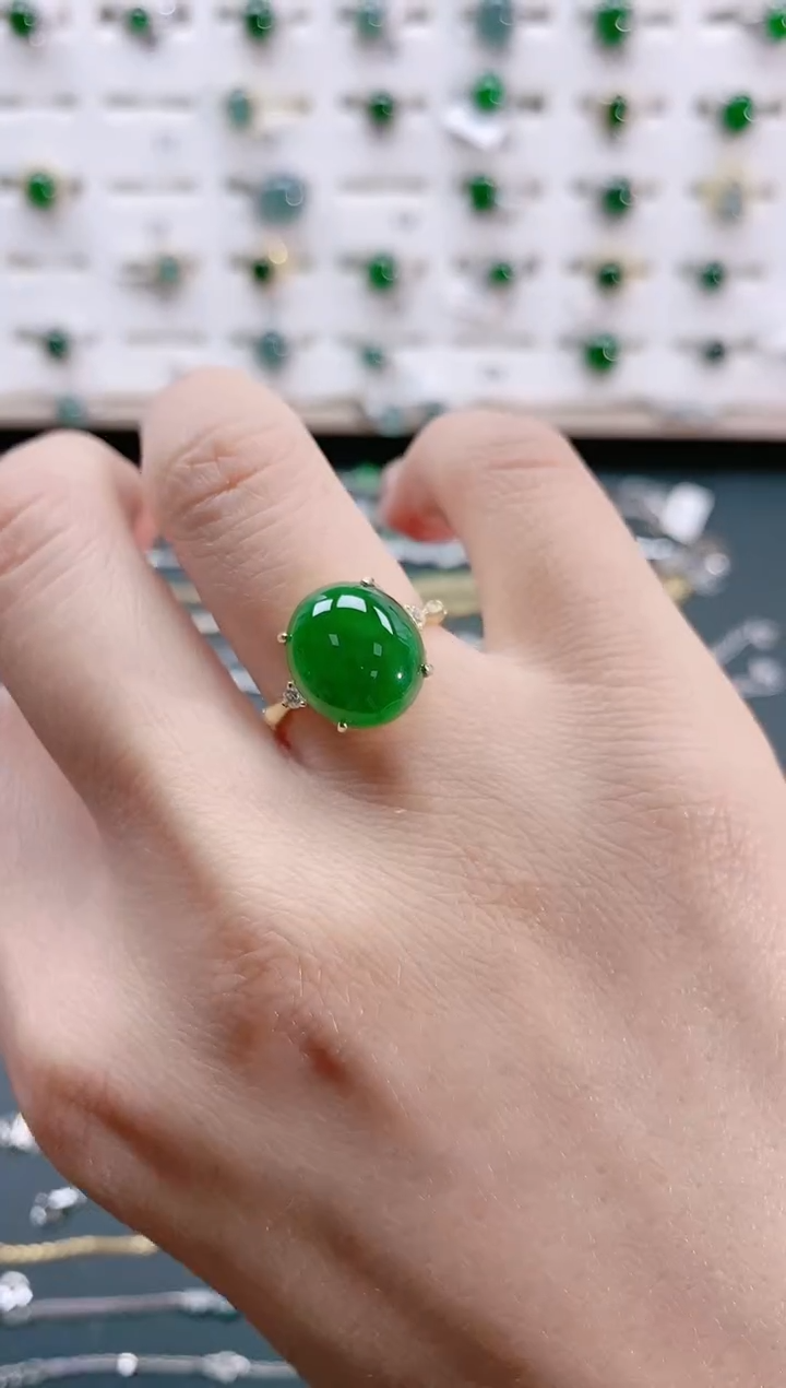 【闪购商品】翡翠戒指银S925镶嵌天然翡翠