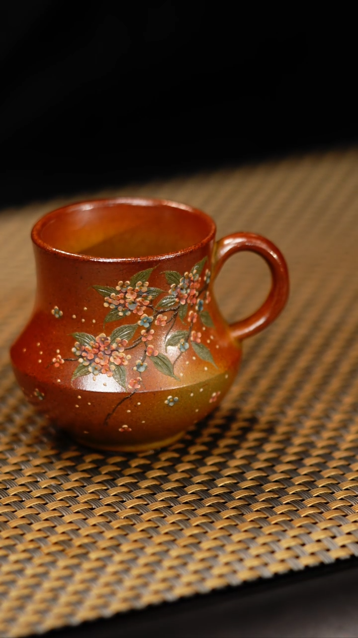 23小鱼柴烧绣球把子杯