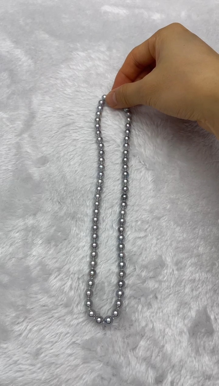 海水珍珠银S925镶嵌项链AK真多麻6.5-7mm