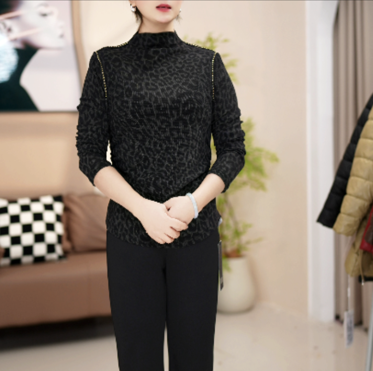 S281 套头长袖女堆堆领黑色女士半高领时尚