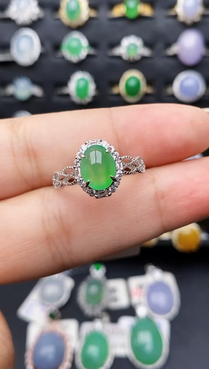 银S925镶嵌戒指翡翠3031