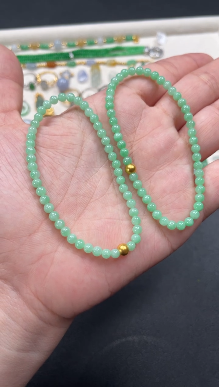 翡翠足金镶嵌套链多样性  发货一条  P564