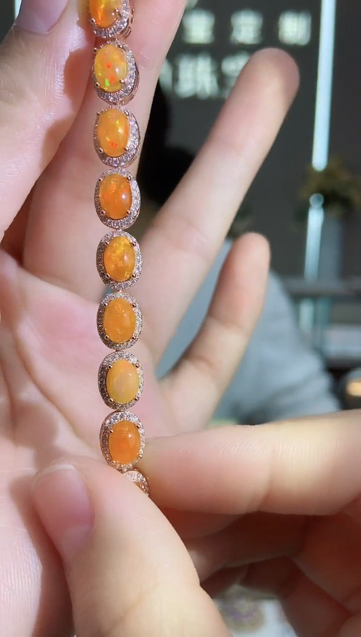 【闪购商品】欧泊手链银S925镶嵌手链