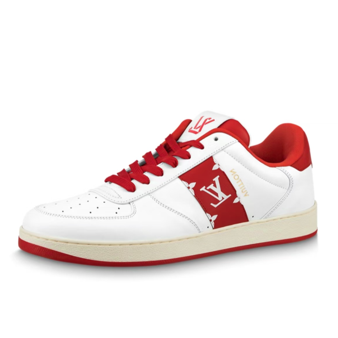全新LOUIS VUITTON Rivoli 细带低帮时尚休闲板鞋男款白红色