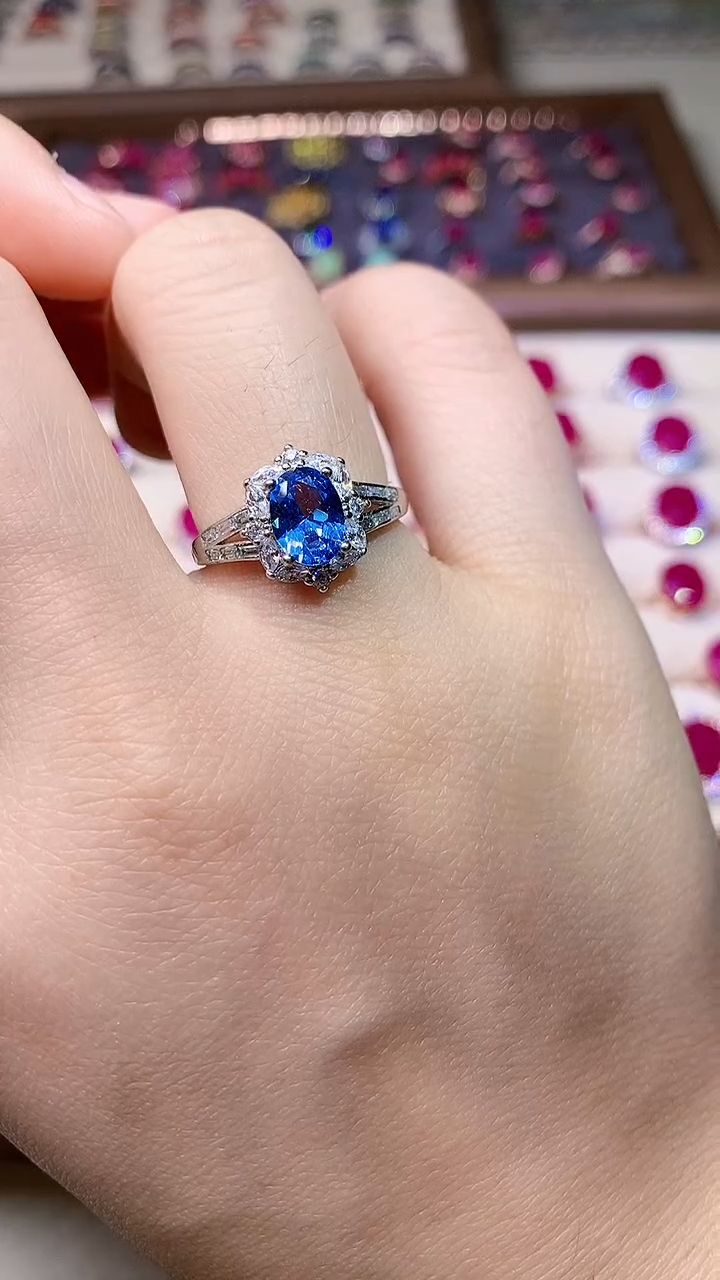 【闪购商品】海蓝宝石戒圈银S925镶嵌000