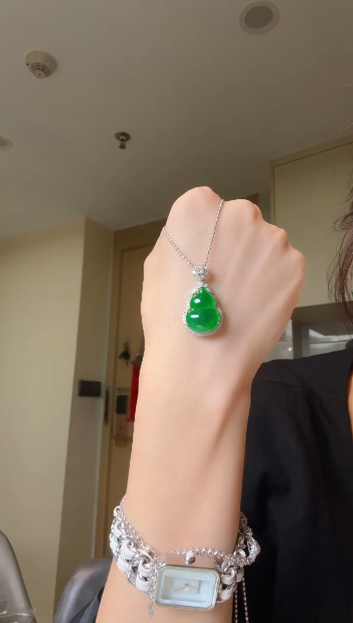 翡翠银S925镶嵌吊坠(不含链)天然翡翠吊坠