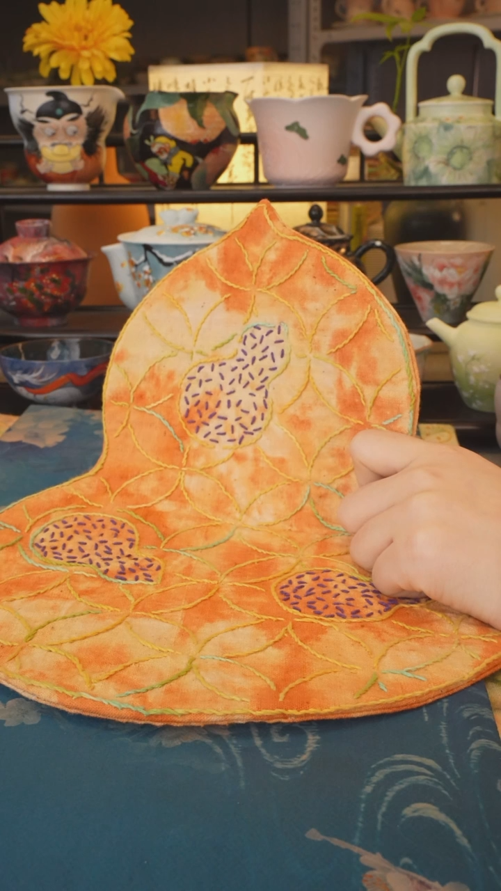 【闪购商品】植物染手工刺绣茶席20cm*30cm