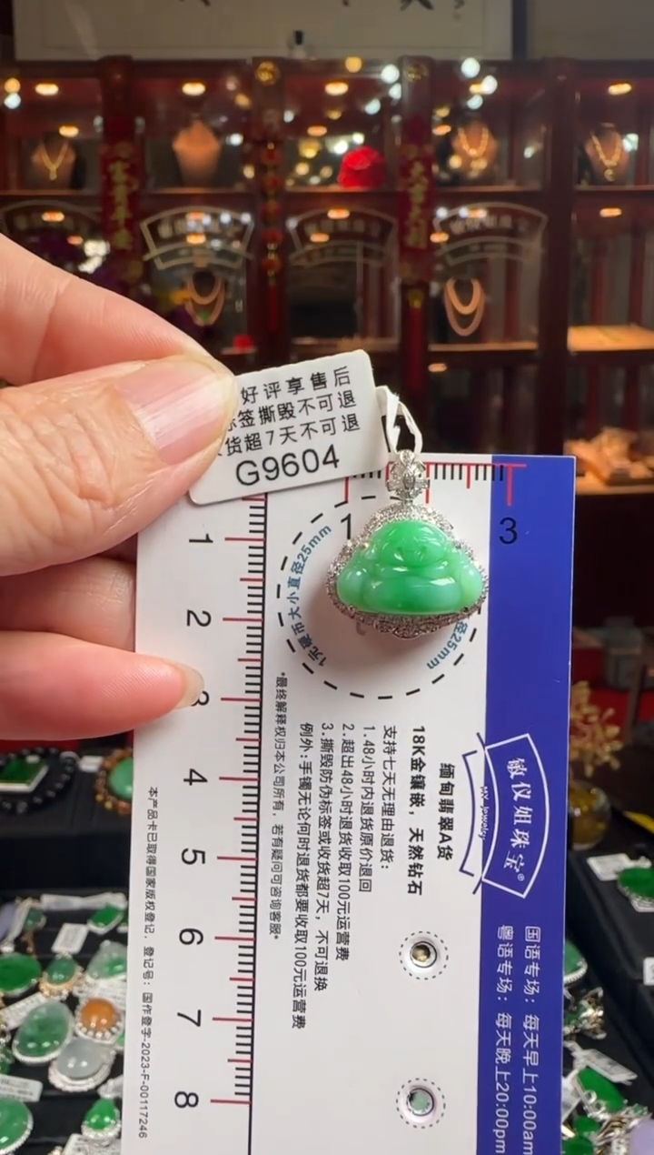 【闪购商品】翡翠颈饰18K金镶嵌G9604冰绿佛公