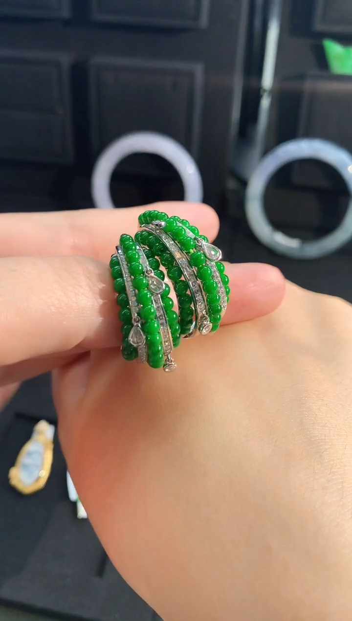 【闪购商品】翡翠耳饰18K金镶嵌耳饰