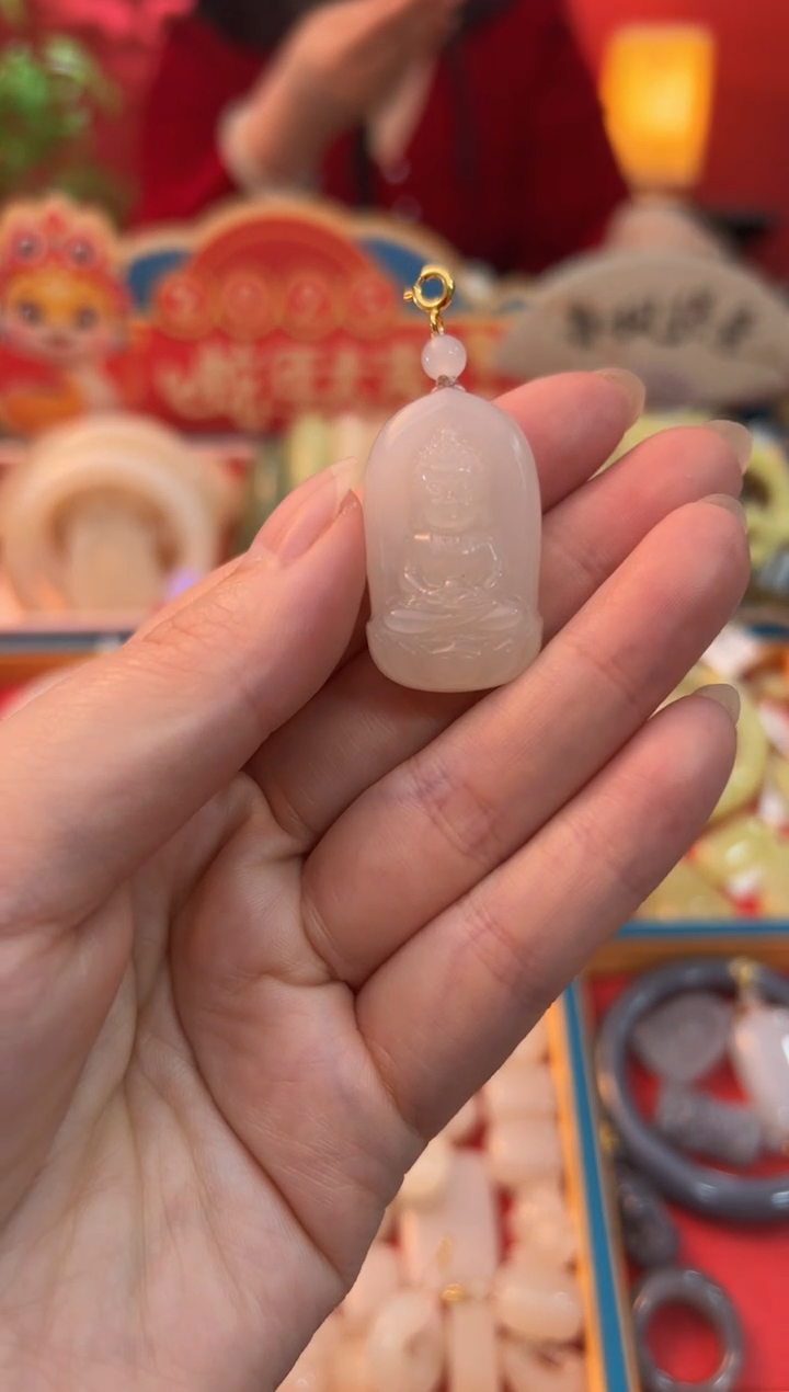 【闪购商品】和田玉吊坠未镶嵌藕粉宝宝佛