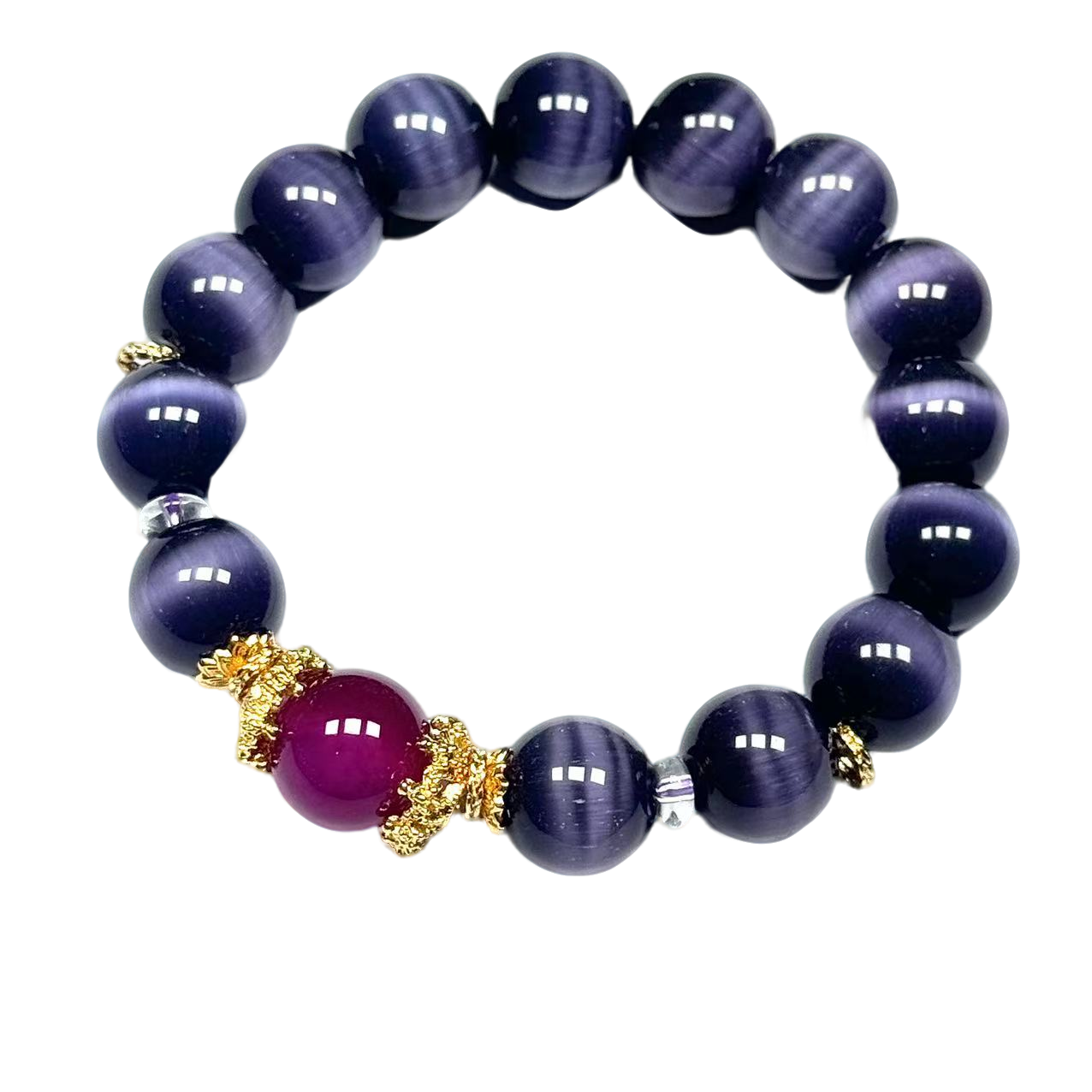 s1357-国风气质设计款紫幽灵玛瑙圆珠手串-赠礼盒